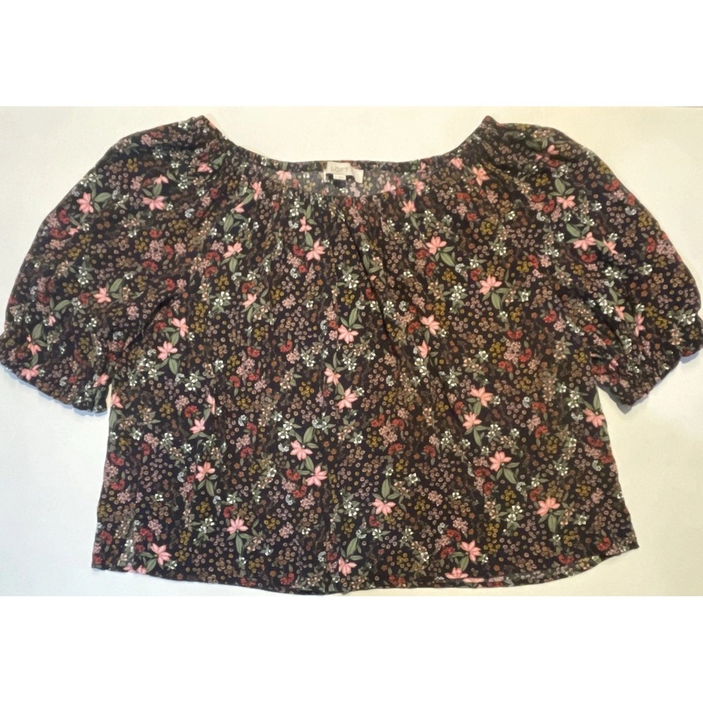 Loft Women's XL Top Floral Bohemian Cottagecore Romantic Chic Short Sleeve Flowy